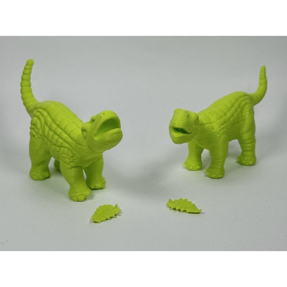 Pleo Robotic Dinosaur  4” Lot of 2 Toy Model Figures With Leaves